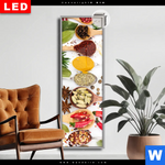 Leuchtbild Dia Gewuerze Auf Loeffeln Weiss Schmal Produktvorschau mit dem Bild Gewürze auf Löffeln - weiß im Format Schmal.