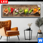 Leuchtbild Dia Gewuerze Kraeuter Auf Holz Panorama Produktvorschau mit dem Bild Gewürze & Kräuter auf Holz im Format Panorama.