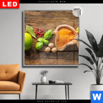 Leuchtbild Dia Gewuerze Kraeuter Auf Holz Quadrat Produktvorschau mit dem Bild Gewürze & Kräuter auf Holz im Format Quadrat.