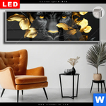 Leuchtbild Dia Goldblumen Panther Panorama Produktvorschau mit dem Bild Goldblumen & Panther im Format Panorama.