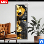 Leuchtbild Dia Goldblumen Panther Schmal Produktvorschau mit dem Bild Goldblumen & Panther im Format Schmal.