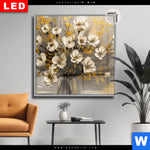 Leuchtbild Dia Goldene Bluetenpoesie Quadrat Produktvorschau mit dem Bild Goldene Blütenpoesie im Format Quadrat.