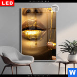 Leuchtbild Dia Goldene Lippen Hochformat Produktvorschau mit dem Bild Goldene Lippen im Format Hochformat.