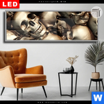 Leuchtbild Dia Goldene Schaedel Panorama Produktvorschau mit dem Bild Goldene Schädel im Format Panorama.
