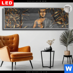 Leuchtbild Dia Goldener Buddha Bambus Panorama Produktvorschau mit dem Bild Goldener Buddha & Bambus im Format Panorama.