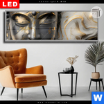 Leuchtbild Dia Goldener Buddha Fluid Art Panorama Produktvorschau mit dem Bild Goldener Buddha Fluid Art im Format Panorama.