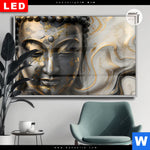 Leuchtbild Dia Goldener Buddha Fluid Art Querformat Produktvorschau mit dem Bild Goldener Buddha Fluid Art im Format Querformat.