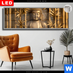 Leuchtbild Dia Goldener Buddha Im Bambuswald Panorama Produktvorschau mit dem Bild Goldener Buddha im Bambuswald im Format Panorama.