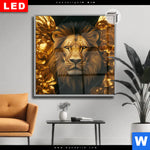 Leuchtbild Dia Goldener Loewe Quadrat Produktvorschau mit dem Bild Goldener Löwe im Format Quadrat.