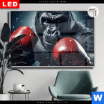 Leuchtbild Dia Gorilla Mit Roten Boxhandschuhen Querformat Produktvorschau mit dem Bild Gorilla mit roten Boxhandschuhen im Format Querformat.