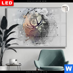 Leuchtbild Dia Hirsch Grunge Stil Querformat Produktvorschau mit dem Bild Hirsch - Grunge-Stil im Format Querformat.