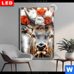 Leuchtbild Dia Hirsch Mit Blumenkrone Hochformat Produktvorschau mit dem Bild Hirsch mit Blumenkrone im Format Hochformat.