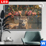 Leuchtbild Dia Hirsch Mit Floralem Geweih Querformat Produktvorschau mit dem Bild Hirsch mit floralem Geweih im Format Querformat.