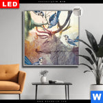 Leuchtbild Dia Hirsch Voegel Quadrat Produktvorschau mit dem Bild Hirsch & Vögel im Format Quadrat.