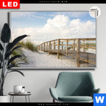 Leuchtbild Dia Holzsteg Duenen Querformat Produktvorschau mit dem Bild Holzsteg & Dünen im Format Querformat.