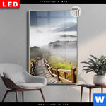 Leuchtbild Dia Holztreppe Auf Berg Mit Wolken Hochformat Produktvorschau mit dem Bild Holztreppe auf Berg mit Wolken im Format Hochformat.