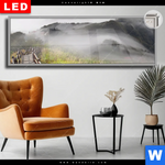 Leuchtbild Dia Holztreppe Auf Berg Mit Wolken Panorama Produktvorschau mit dem Bild Holztreppe auf Berg mit Wolken im Format Panorama.