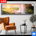 Leuchtbild Dia Islaendischer Wasserfall Panorama Produktvorschau mit dem Bild Isländischer Wasserfall im Format Panorama.