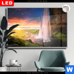 Leuchtbild Dia Islaendischer Wasserfall Querformat Produktvorschau mit dem Bild Isländischer Wasserfall im Format Querformat.