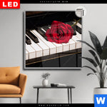 Leuchtbild Dia Klavier Rose Quadrat Produktvorschau mit dem Bild Klavier & Rose im Format Quadrat.