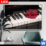 Leuchtbild Dia Klavier Rose Querformat Produktvorschau mit dem Bild Klavier & Rose im Format Querformat.