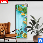 Leuchtbild Dia Kraeuter Auf Blauem Holztisch Schmal Produktvorschau mit dem Bild Kräuter auf blauem Holztisch im Format Schmal.