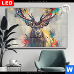 Leuchtbild Dia Kreativer Hirsch Mit Farbspritzern Querformat Produktvorschau mit dem Bild Kreativer Hirsch mit Farbspritzern im Format Querformat.