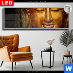 Leuchtbild Dia Laechelnder Buddha In Gold Panorama Produktvorschau mit dem Bild Lächelnder Buddha in Gold im Format Panorama.