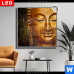 Leuchtbild Dia Laechelnder Buddha In Gold Quadrat Produktvorschau mit dem Bild Lächelnder Buddha in Gold im Format Quadrat.