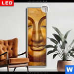 Leuchtbild Dia Laechelnder Buddha In Gold Schmal Produktvorschau mit dem Bild Lächelnder Buddha in Gold im Format Schmal.