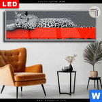 Leuchtbild Dia Leopard Eleganz Trifft Abstraktion Panorama Produktvorschau mit dem Bild Leopard - Eleganz trifft Abstraktion im Format Panorama.