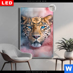 Leuchtbild Dia Leopard Im Farbnebel Hochformat Produktvorschau mit dem Bild Leopard im Farbnebel im Format Hochformat.