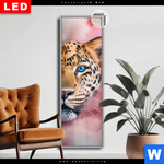 Leuchtbild Dia Leopard Im Farbnebel Schmal Produktvorschau mit dem Bild Leopard im Farbnebel im Format Schmal.