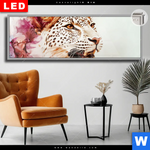 Leuchtbild Dia Leopard In Farbexplosion Panorama Produktvorschau mit dem Bild Leopard in Farbexplosion im Format Panorama.