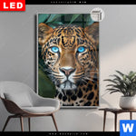 Leuchtbild Dia Leopard Mit Blauen Augen Hochformat Produktvorschau mit dem Bild Leopard mit blauen Augen im Format Hochformat.