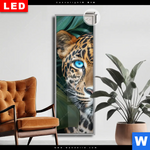 Leuchtbild Dia Leopard Mit Blauen Augen Schmal Produktvorschau mit dem Bild Leopard mit blauen Augen im Format Schmal.