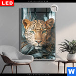 Leuchtbild Dia Leopard Zwischen Blaettern Hochformat Produktvorschau mit dem Bild Leopard zwischen Blättern im Format Hochformat.