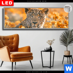 Leuchtbild Dia Leopardentraum In Orange Panorama Produktvorschau mit dem Bild Leopardentraum in Orange im Format Panorama.
