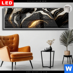 Leuchtbild Dia Liquid Marmor Schwarz Gold Panorama Produktvorschau mit dem Bild Liquid Marmor Schwarz Gold im Format Panorama.