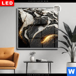 Leuchtbild Dia Liquid Marmor Schwarz Gold Quadrat Produktvorschau mit dem Bild Liquid Marmor Schwarz Gold im Format Quadrat.