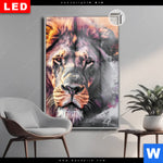 Leuchtbild Dia Loewe Im Farbensturm Hochformat Produktvorschau mit dem Bild Löwe im Farbensturm im Format Hochformat.