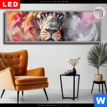 Leuchtbild Dia Loewe Im Farbensturm Panorama Produktvorschau mit dem Bild Löwe im Farbensturm im Format Panorama.
