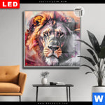 Leuchtbild Dia Loewe Im Farbensturm Quadrat Produktvorschau mit dem Bild Löwe im Farbensturm im Format Quadrat.