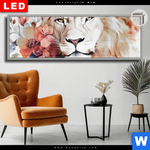 Leuchtbild Dia Loewe Mit Blumen Panorama Produktvorschau mit dem Bild Löwe mit Blumen im Format Panorama.