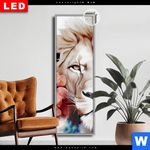 Leuchtbild Dia Loewe Mit Blumen Schmal Produktvorschau mit dem Bild Löwe mit Blumen im Format Schmal.