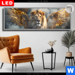 Leuchtbild Dia Loewe Mit Goldenen Fluegeln Panorama Produktvorschau mit dem Bild Löwe mit goldenen Flügeln im Format Panorama.
