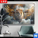 Leuchtbild Dia Loewe Mit Goldenen Fluegeln Querformat Produktvorschau mit dem Bild Löwe mit goldenen Flügeln im Format Querformat.