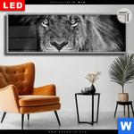 Leuchtbild Dia Loewe Schwarzweiss Panorama Produktvorschau mit dem Bild Löwe Schwarzweiß im Format Panorama.