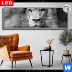 Leuchtbild Dia Loewengesicht In Rauch Panorama Produktvorschau mit dem Bild Löwengesicht in Rauch im Format Panorama.