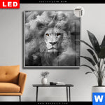 Leuchtbild Dia Loewengesicht In Rauch Quadrat Produktvorschau mit dem Bild Löwengesicht in Rauch im Format Quadrat.